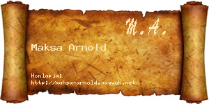 Maksa Arnold névjegykártya